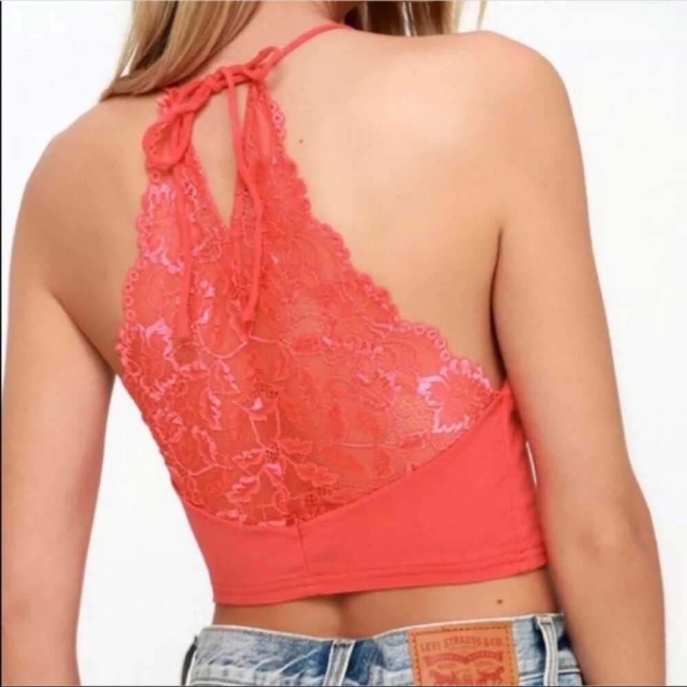 Free People NWOT The Century Coral Red Lace Brami - Picture 2 of 8